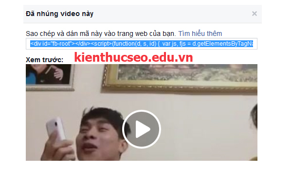 chen video cua facebook vao website